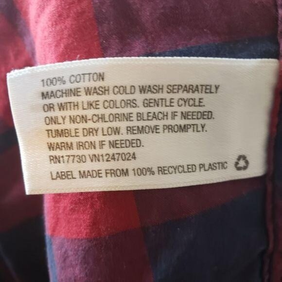 Goodfellow & Co Mens 2XB Northrop Shirt Red & Navy Plaid Long Sleeve Big & Tall - Picture 4 of 10